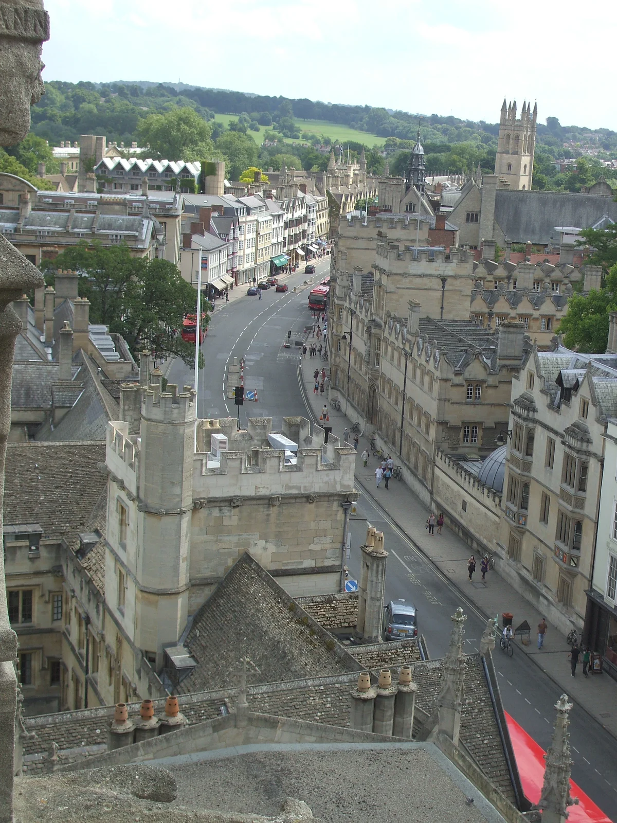 Aerial view east along Oxford's High Street